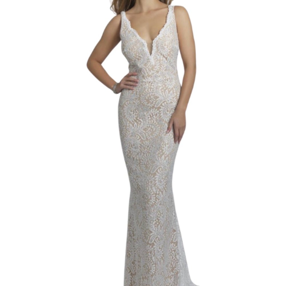 Dave & Johnny All Over Lace Mermaid Gown